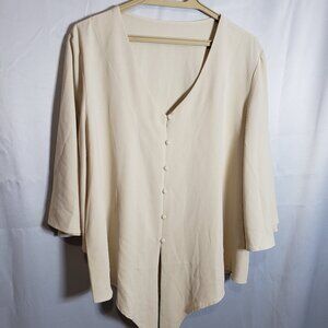 Ivory button up tie front 2XL Blouse